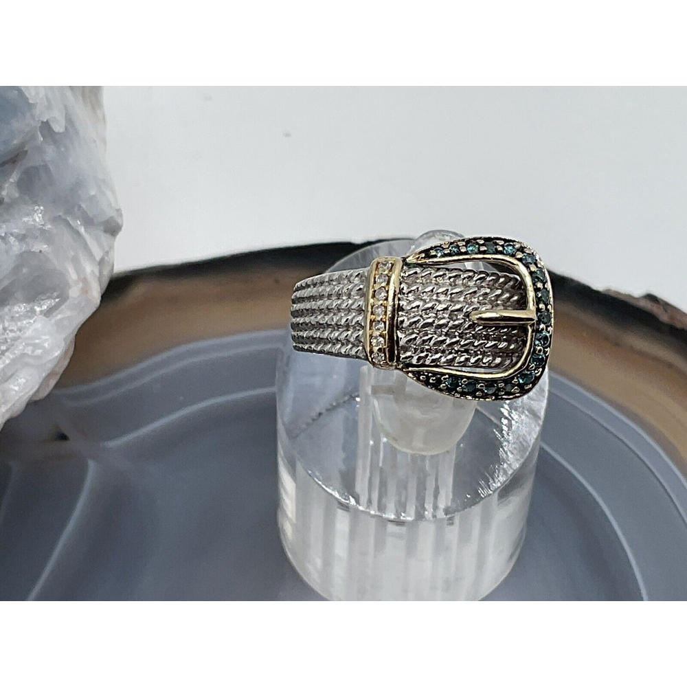 Alwand Vahan Diamond 14K Yellow Gold Sterling Silver 925 Buckle Ring